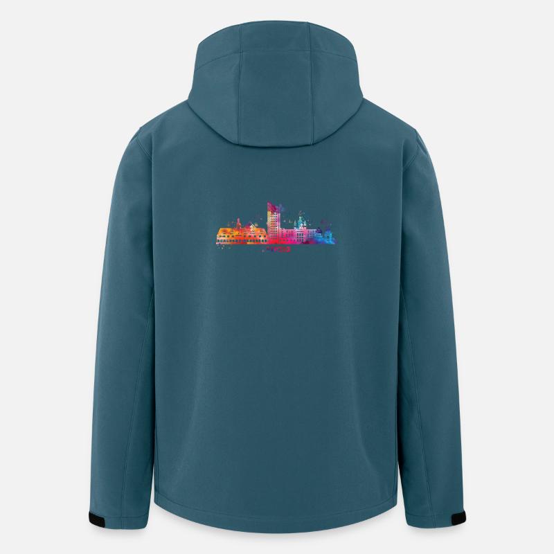 Leipziger Skyline Bunt Stadtbild Leipzig - Recycelte Männer Softshell-Jacke von Stanley/Stella - Dunkles Petrol