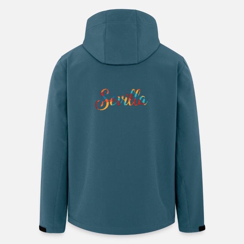 Sevilla Regenbogen Script - Recycelte Männer Softshell-Jacke von Stanley/Stella - Dunkles Petrol