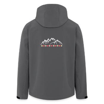 Schweiz, Urlaub, Alpen, Gletscher mit Edelweiss - Recycelte Männer Softshell-Jacke von Stanley/Stella - Anthrazit - Hinten - AI Model Male 185 light (185cm)