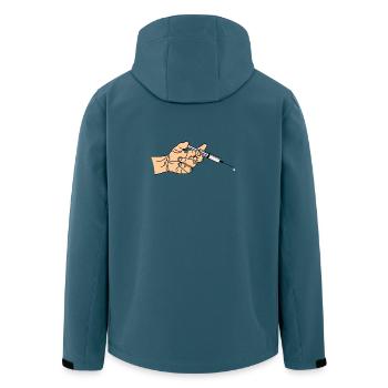 Seringue avec goutte à goutte sortant dans la main - Veste softshell homme en polyester recyclé Stanley/Stella - bleu pétrole foncé - Dos - AI Model Male 185 light (185cm)