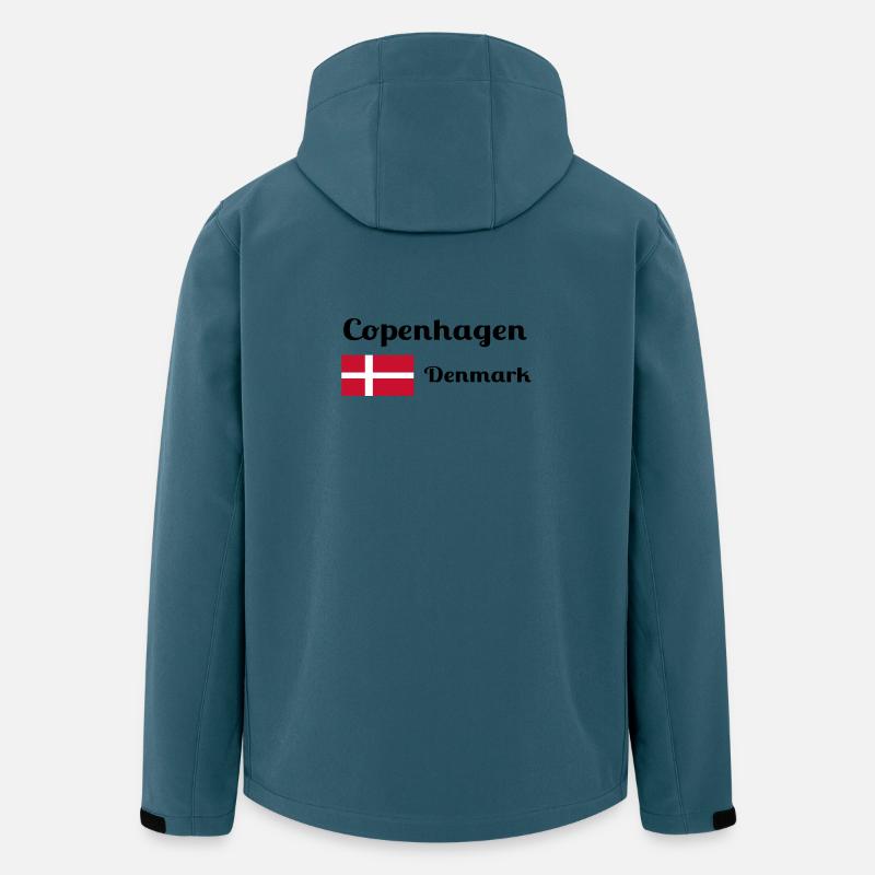 Copenhague, Danemark - Imprimés élégants - Veste softshell homme en polyester recyclé Stanley/Stella - bleu pétrole foncé