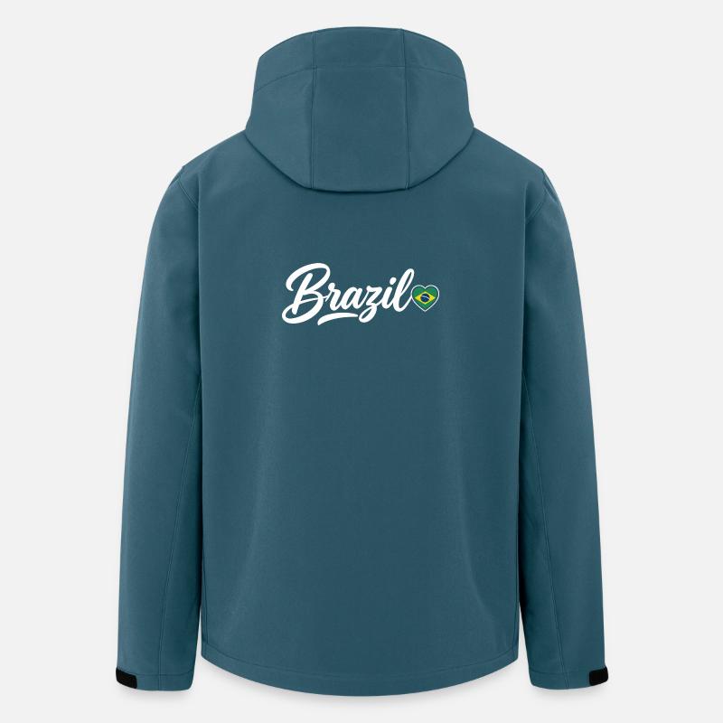 Brasilien-Schrift mit Flagge Herz Liebe - Recycelte Männer Softshell-Jacke von Stanley/Stella - Dunkles Petrol