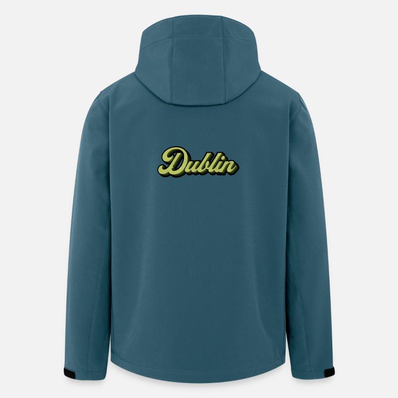 Dublin Retro Script in Lime - Veste softshell homme en polyester recyclé Stanley/Stella - bleu pétrole foncé
