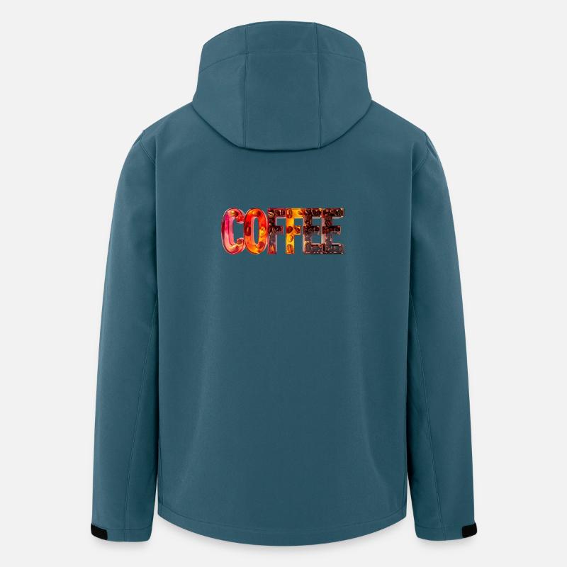 COFFEE – Glasbuchstaben mit Kaffeebohnen - Recycelte Männer Softshell-Jacke von Stanley/Stella - Dunkles Petrol