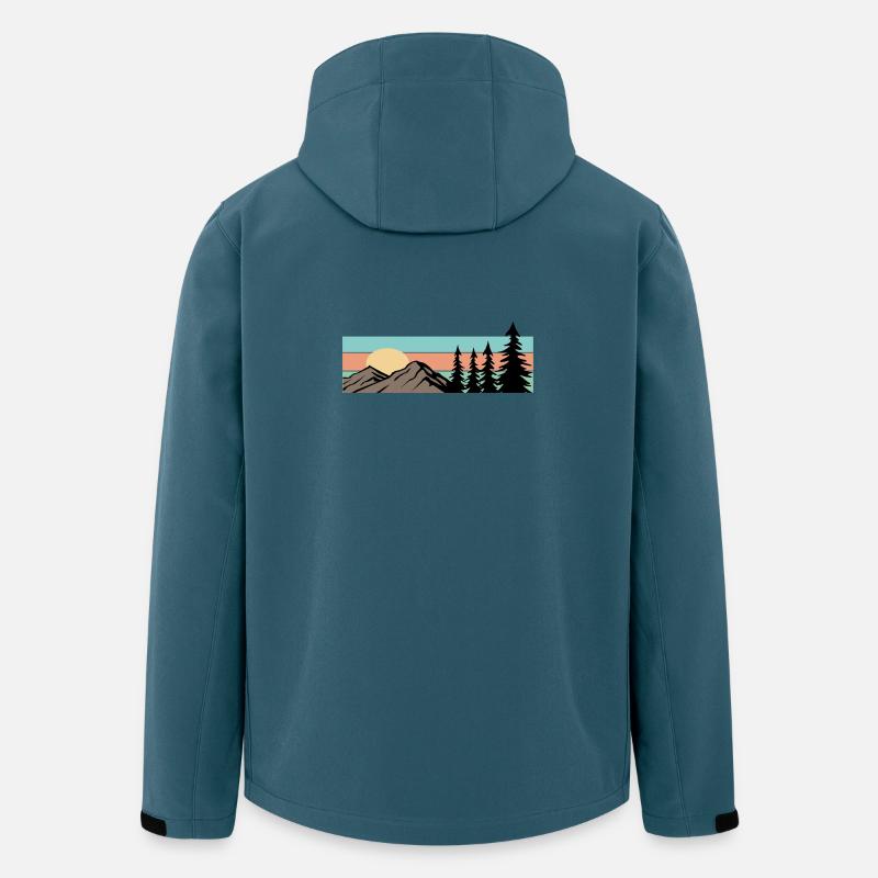 Camping Forest Mountain Rétro - Veste softshell homme en polyester recyclé Stanley/Stella - bleu pétrole foncé