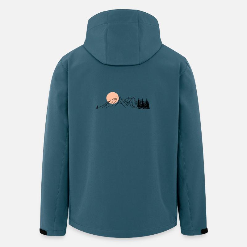 Pfirsichfarbene Horizont-Strichzeichnungen - Recycelte Männer Softshell-Jacke von Stanley/Stella - Dunkles Petrol
