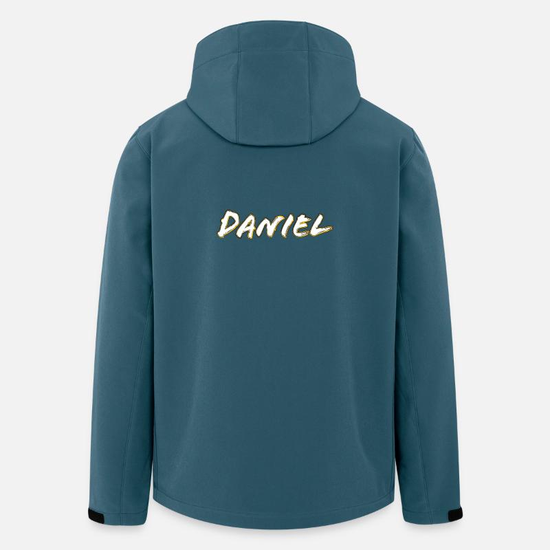 Profil doré du lettrage Daniel - Veste softshell homme en polyester recyclé Stanley/Stella - bleu pétrole foncé
