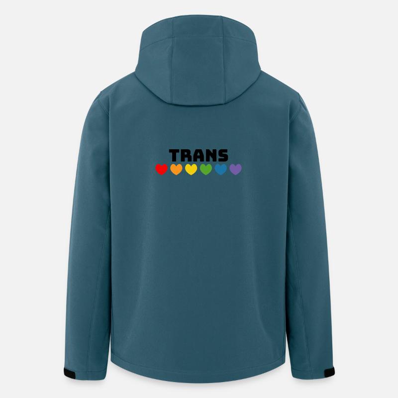 Cœur arc-en-ciel trans noir - Veste softshell homme en polyester recyclé Stanley/Stella - bleu pétrole foncé