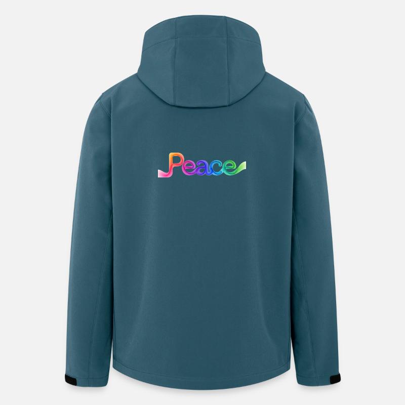 Farbige Peace-Schrift im Pfeildesign - Recycelte Männer Softshell-Jacke von Stanley/Stella - Dunkles Petrol