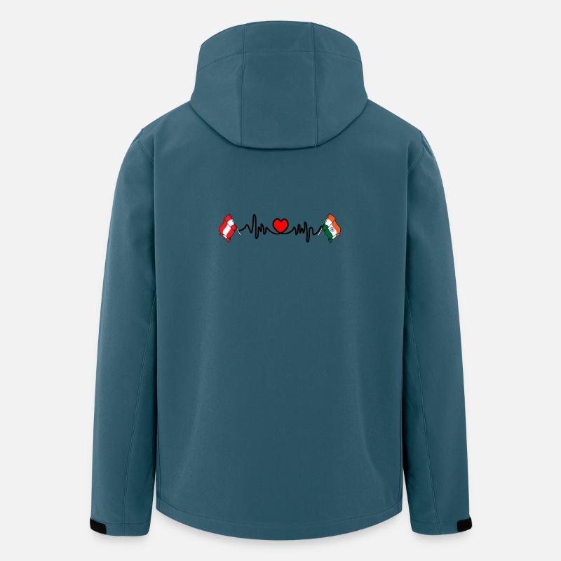 Cardio heart Drapeau Autriche, drapeau Inde - Veste softshell homme en polyester recyclé Stanley/Stella - bleu pétrole foncé