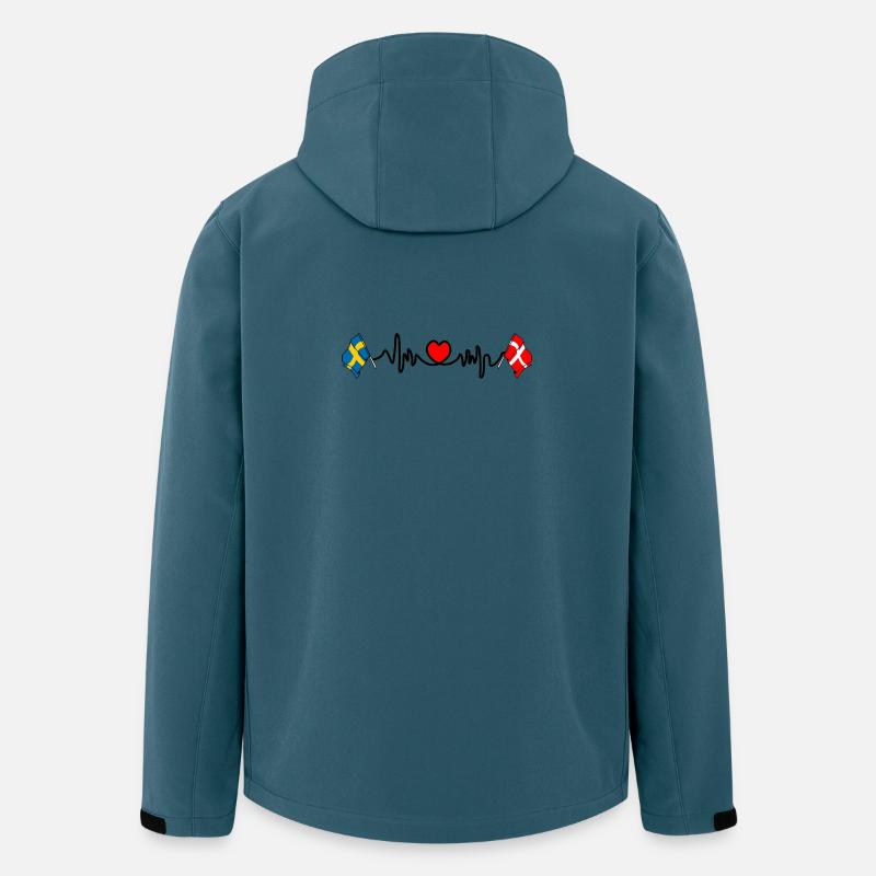 Cardio hartjet Drapeau Suède, drapeau Danemark - Veste softshell homme en polyester recyclé Stanley/Stella - bleu pétrole foncé