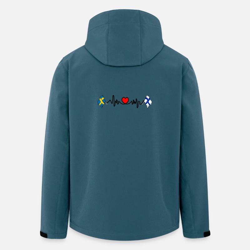 Cardio coeur Drapeau Suède, drapeau Finlande - Veste softshell homme en polyester recyclé Stanley/Stella - bleu pétrole foncé