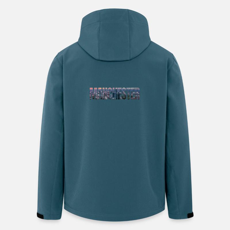 Manchester Skyline in Textfassade - Recycelte Männer Softshell-Jacke von Stanley/Stella - Dunkles Petrol