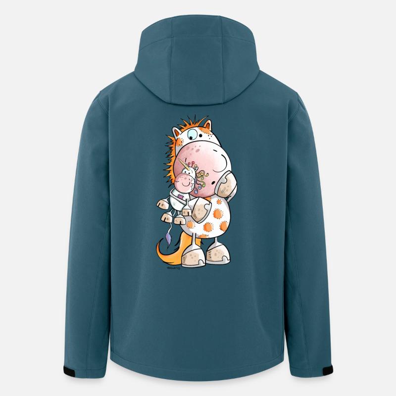 Pferd mit Einhorn Kuscheltier Cartoon  - Recycelte Männer Softshell-Jacke von Stanley/Stella - Dunkles Petrol