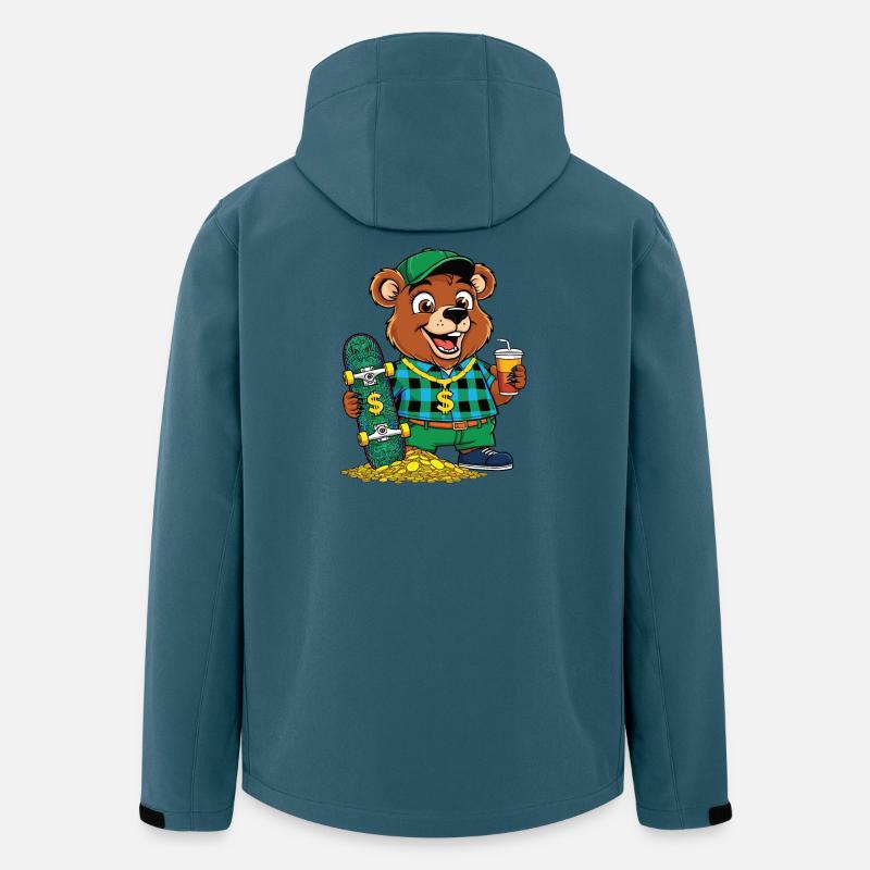 Coole Skater Bär - Recycelte Männer Softshell-Jacke von Stanley/Stella - Dunkles Petrol