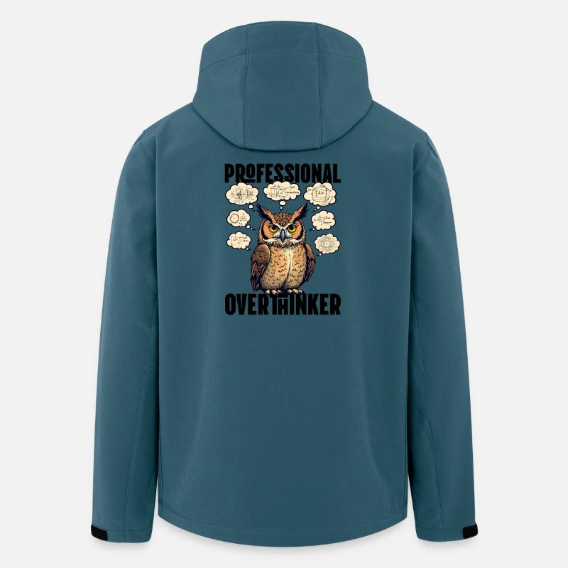 Professional Overthinker – Eule mit Gedankenblasen - Recycelte Männer Softshell-Jacke von Stanley/Stella - Dunkles Petrol