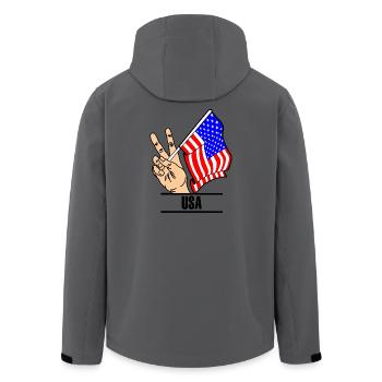 Drapeau des États-Unis, signe de paix, texte des États-Unis - Veste softshell homme en polyester recyclé Stanley/Stella -  - Dos - AI Model Male 185 light (185cm)