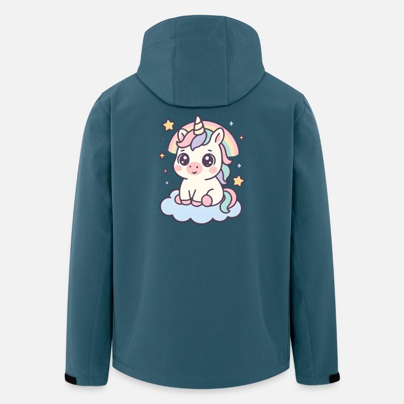 Kawaii Einhorn auf Wolke mit Regenbogen Sterne - Recycelte Männer Softshell-Jacke von Stanley/Stella - Dunkles Petrol