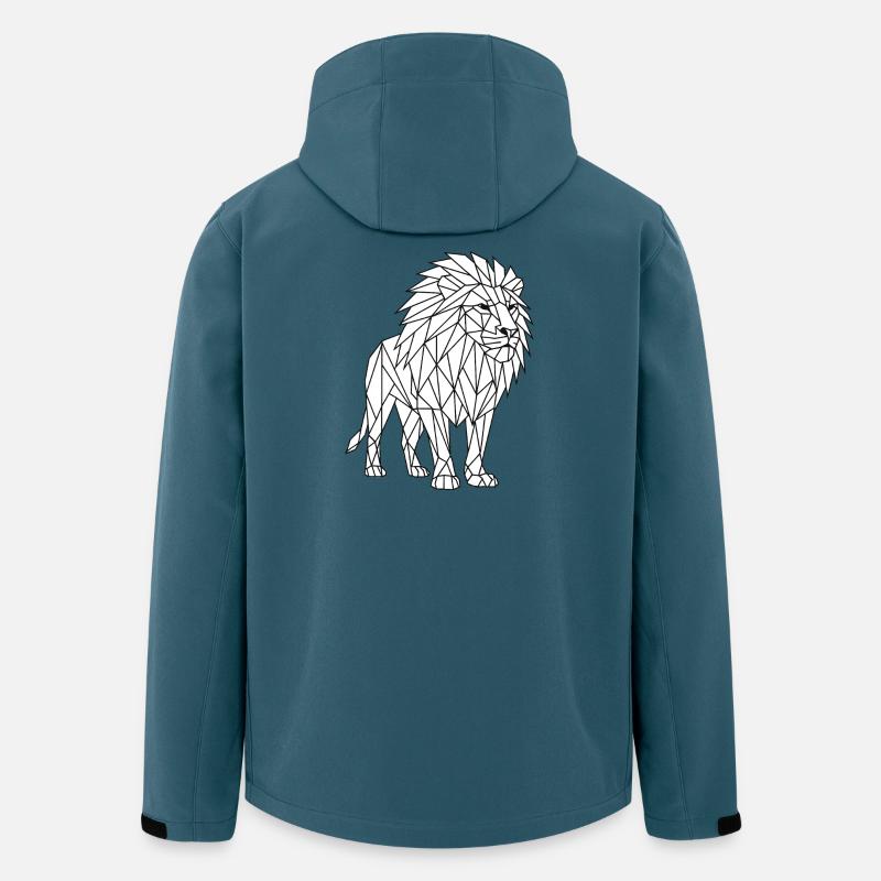 Style géométrique de polygone Lion - Veste softshell homme en polyester recyclé Stanley/Stella - bleu pétrole foncé