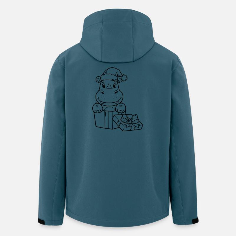 Weihnachts-Nilpferd mit Geschenken - Recycelte Männer Softshell-Jacke von Stanley/Stella - Dunkles Petrol