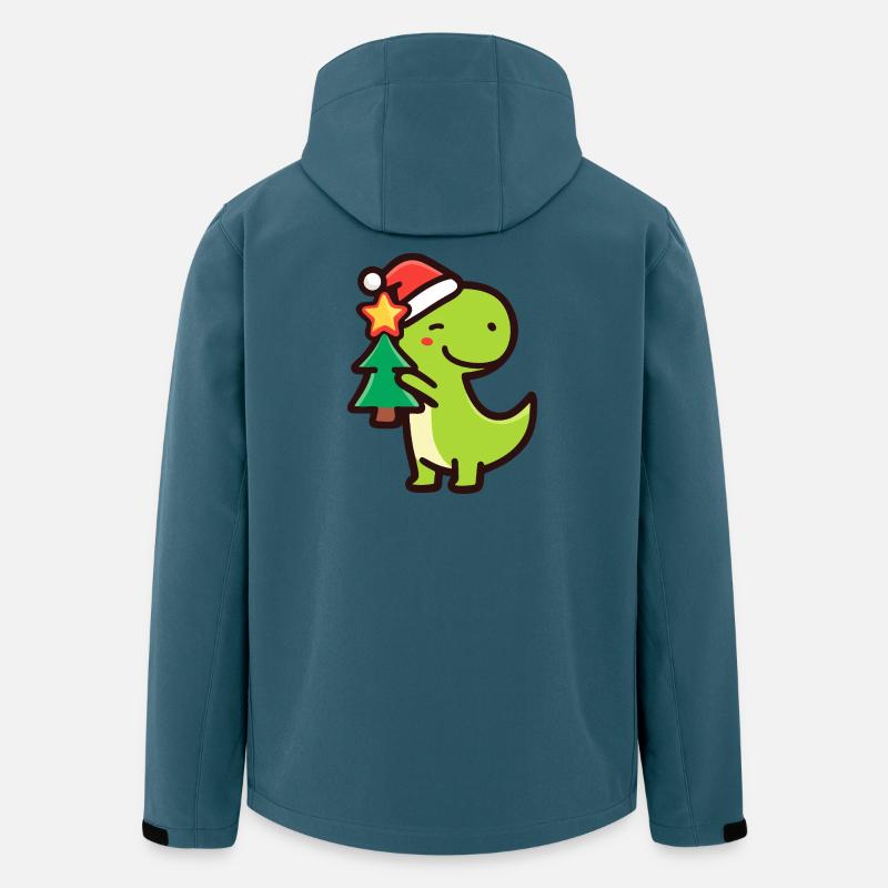 Kawaii Dino T-Rex mit Weihnachtsbaum - Recycelte Männer Softshell-Jacke von Stanley/Stella - Dunkles Petrol