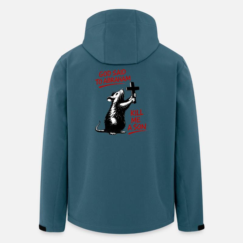 Ratte mit Kreuz Bibel-Satire - Recycelte Männer Softshell-Jacke von Stanley/Stella - Dunkles Petrol