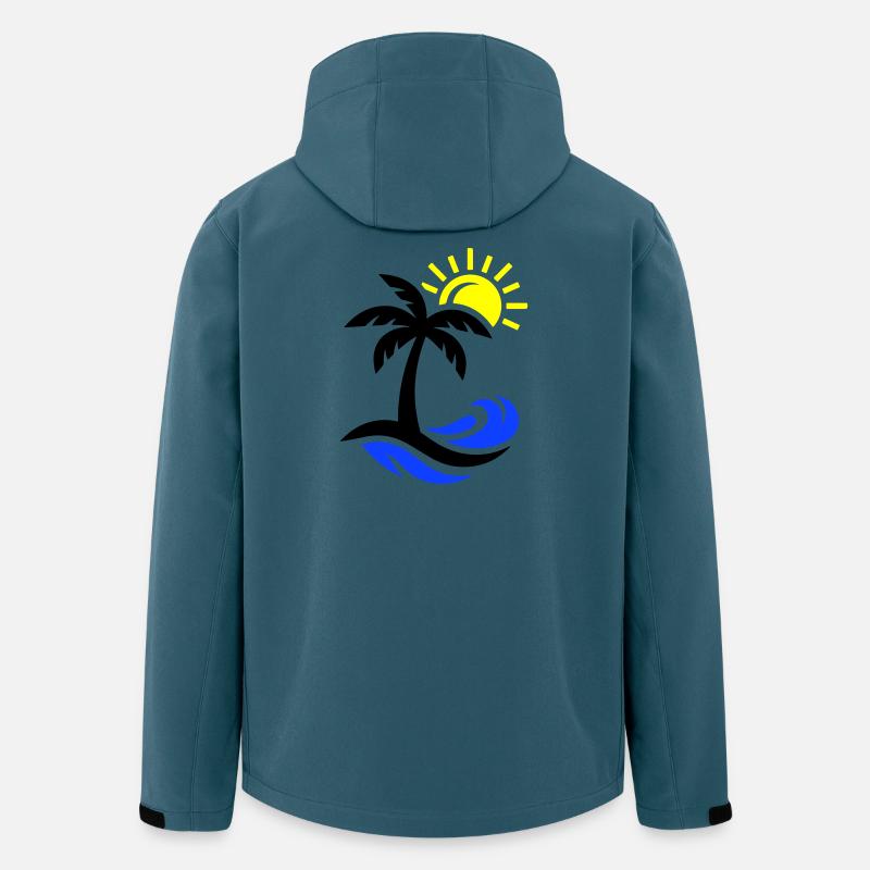 Océan Palm Tree Beach - Veste softshell homme en polyester recyclé Stanley/Stella - bleu pétrole foncé