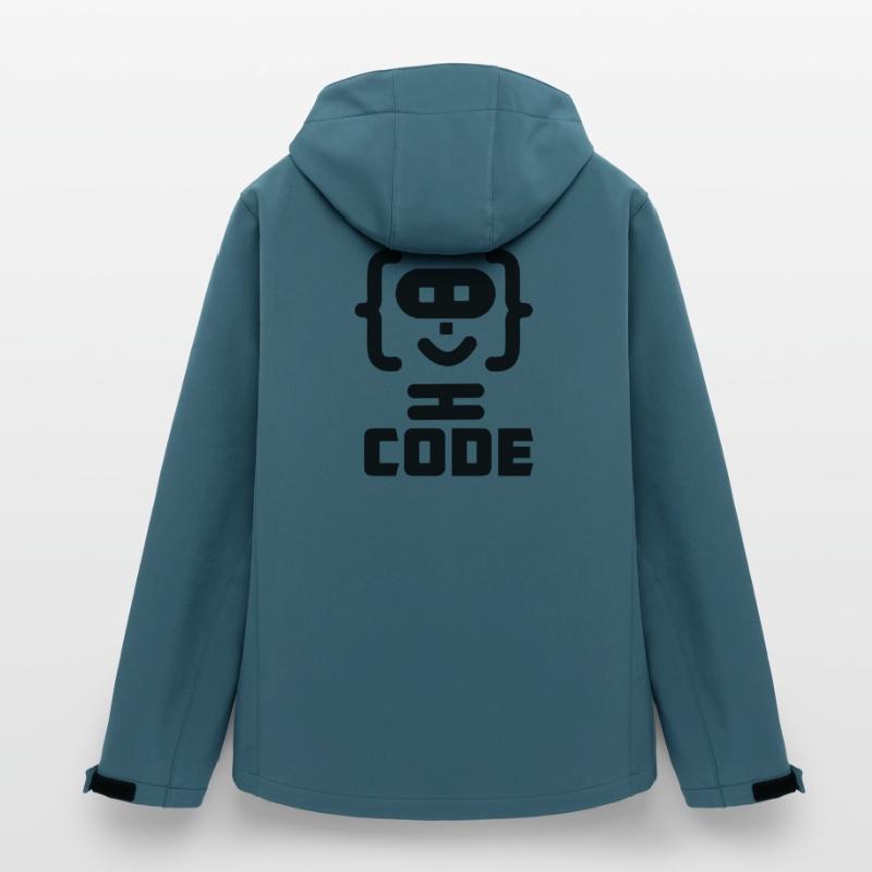 Hacker programmer code logo with text CODE Men’s Recycled Softshell Jacket Discoverer by Stanley/Stella