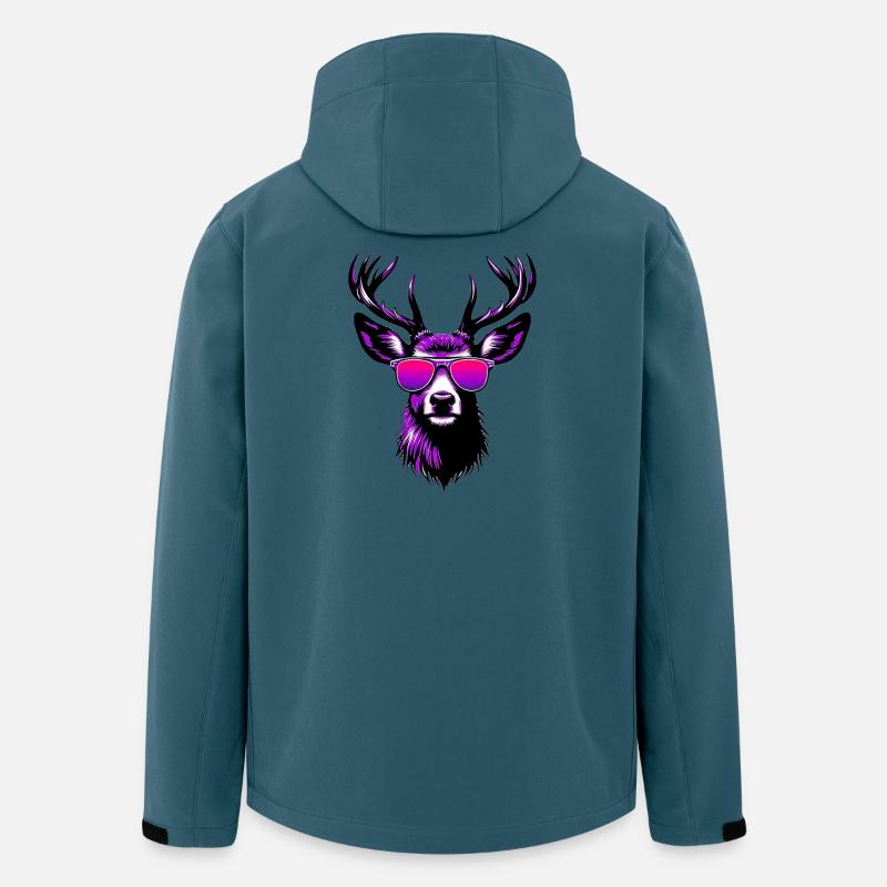 Cerf avec lunettes de soleil - Veste softshell homme en polyester recyclé Stanley/Stella - bleu pétrole foncé