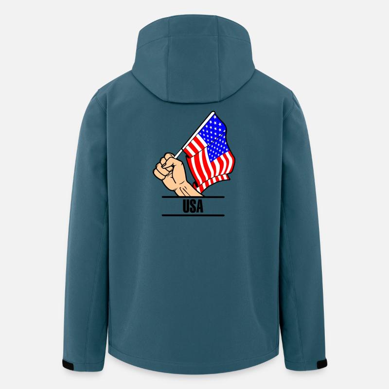 Flagge USA Fausttext USA - Recycelte Männer Softshell-Jacke von Stanley/Stella - Dunkles Petrol