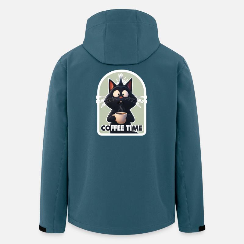 Katze mit Kaffeetext - Recycelte Männer Softshell-Jacke von Stanley/Stella - Dunkles Petrol