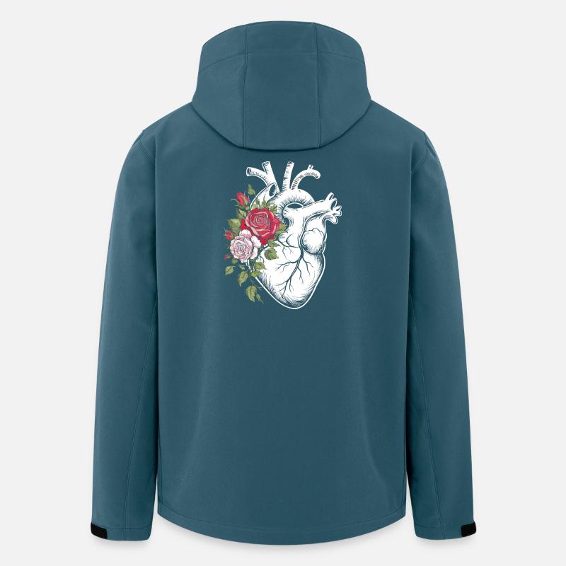 Blumenherz Anatomieillustration - Recycelte Männer Softshell-Jacke von Stanley/Stella - Dunkles Petrol