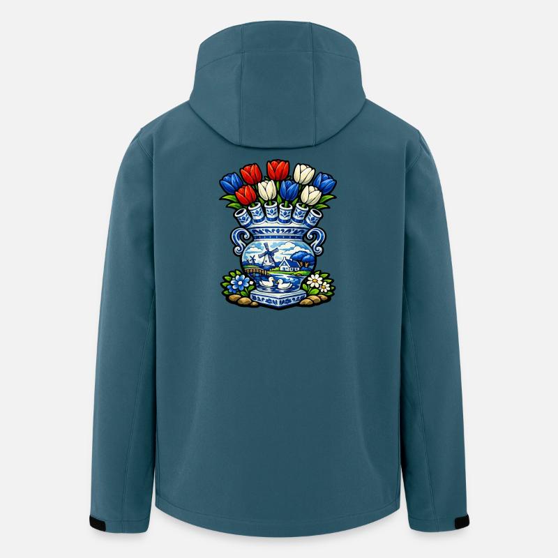 Delfter Vasen-Tulpen und Windmühle - Recycelte Männer Softshell-Jacke von Stanley/Stella - Dunkles Petrol