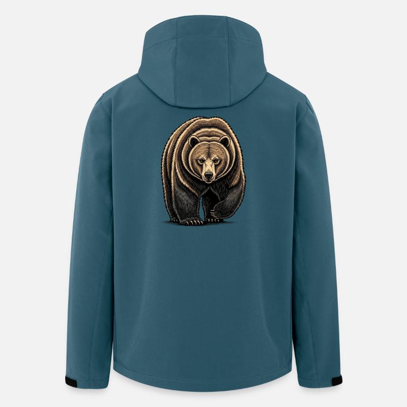 Bear Watcher Linienillustration - Recycelte Männer Softshell-Jacke von Stanley/Stella - Dunkles Petrol