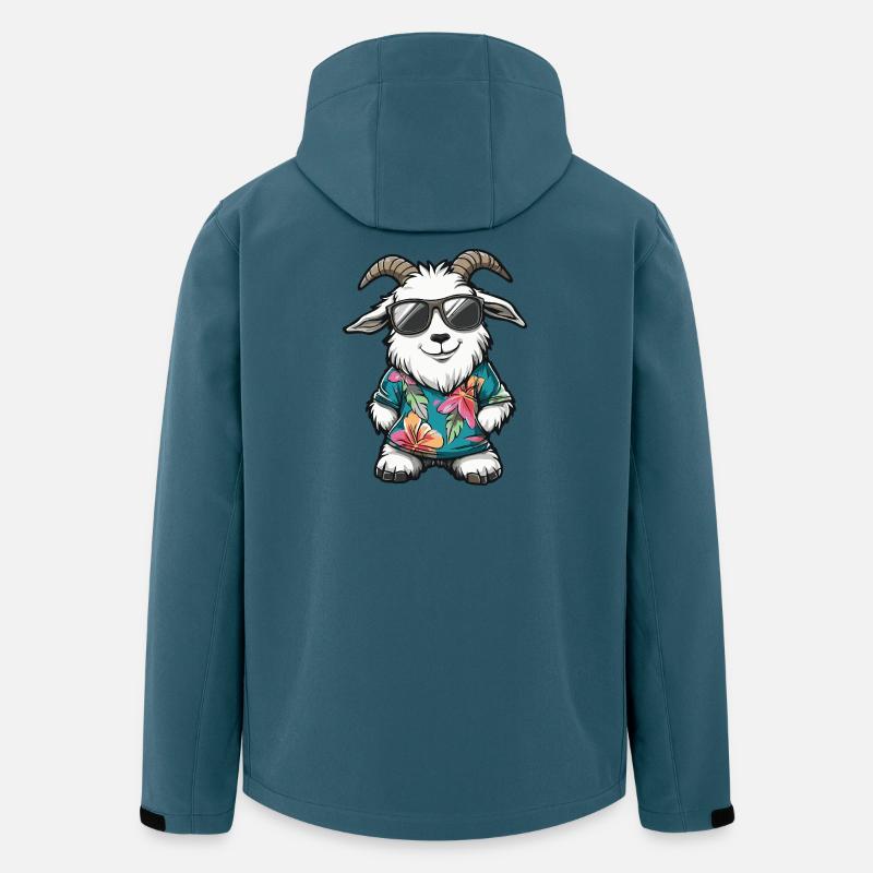 Bergziege Comic Urlaub - Recycelte Männer Softshell-Jacke von Stanley/Stella - Dunkles Petrol