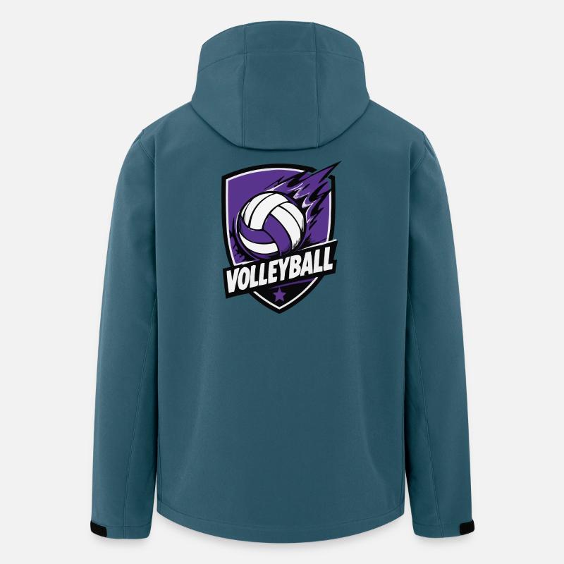 Logo de volley-ball Purple Shield - Veste softshell homme en polyester recyclé Stanley/Stella - bleu pétrole foncé