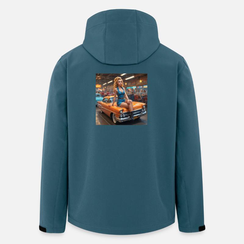 Pinup Car Diner - Recycelte Männer Softshell-Jacke von Stanley/Stella - Dunkles Petrol