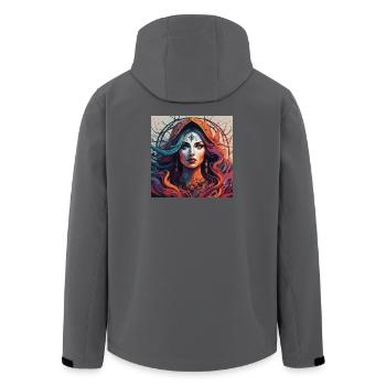 Third Eye magic. Fiery Mystic Portrait - Men’s Recycled Softshell Jacket by Stanley/Stella - stargazer - Back - AI Model Male 185 light (185cm)
