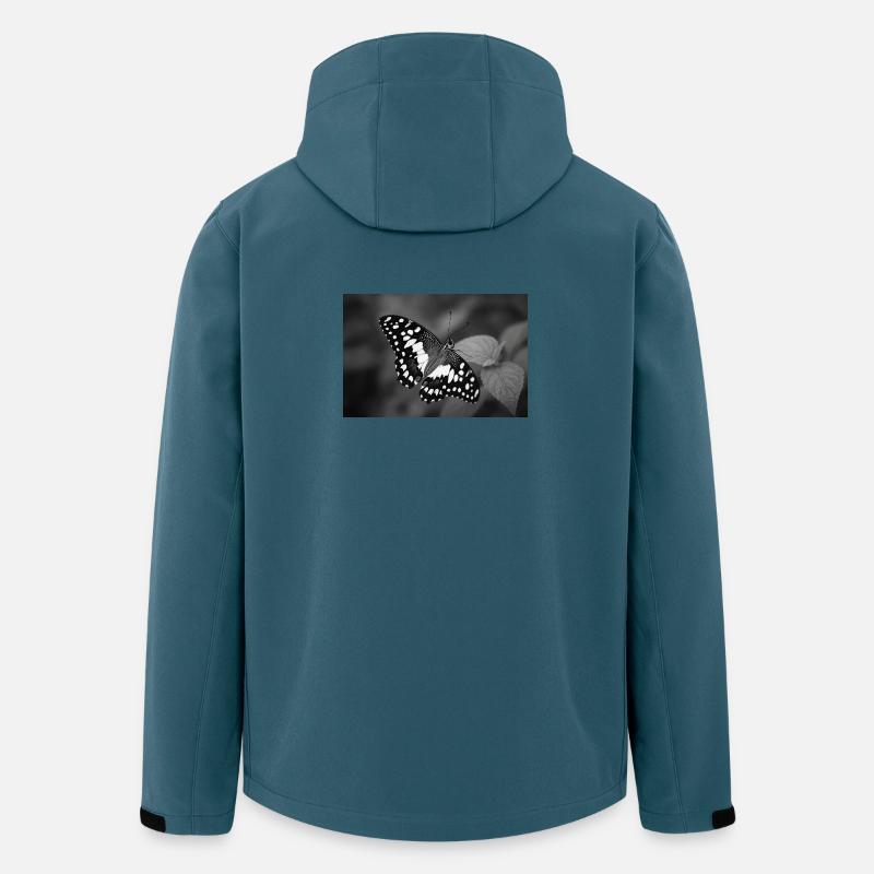 Monochromer Schmetterling auf Blatt - Recycelte Männer Softshell-Jacke von Stanley/Stella - Dunkles Petrol