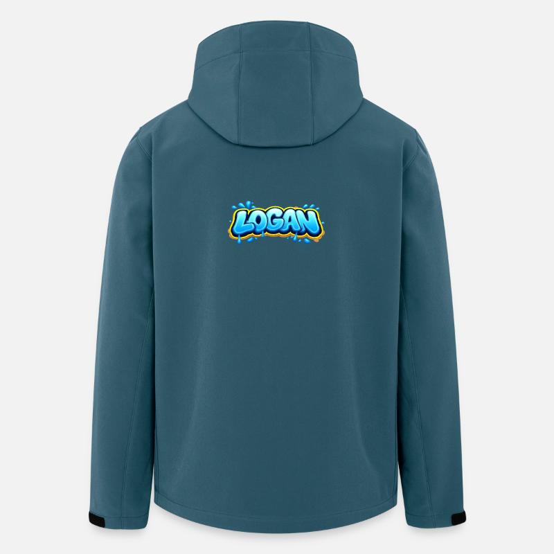 LOGAN GRAFFITI NAME FOR PERFECT GIFT PRINTABLE  - Veste softshell homme en polyester recyclé Stanley/Stella - bleu pétrole foncé