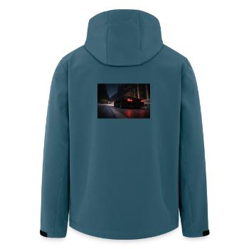 Voiture de sport nocturne sur la route - Veste softshell homme en polyester recyclé Stanley/Stella - bleu pétrole foncé - Dos - AI Model Male 185 light (185cm)