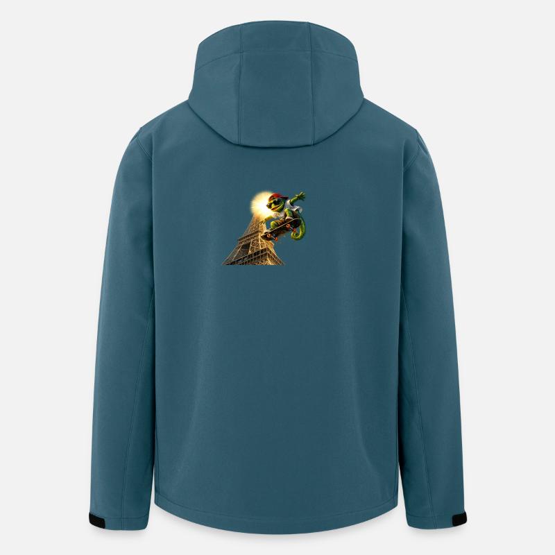 Skatendes Chamelion beim Eifelturm - Recycelte Männer Softshell-Jacke von Stanley/Stella - Dunkles Petrol