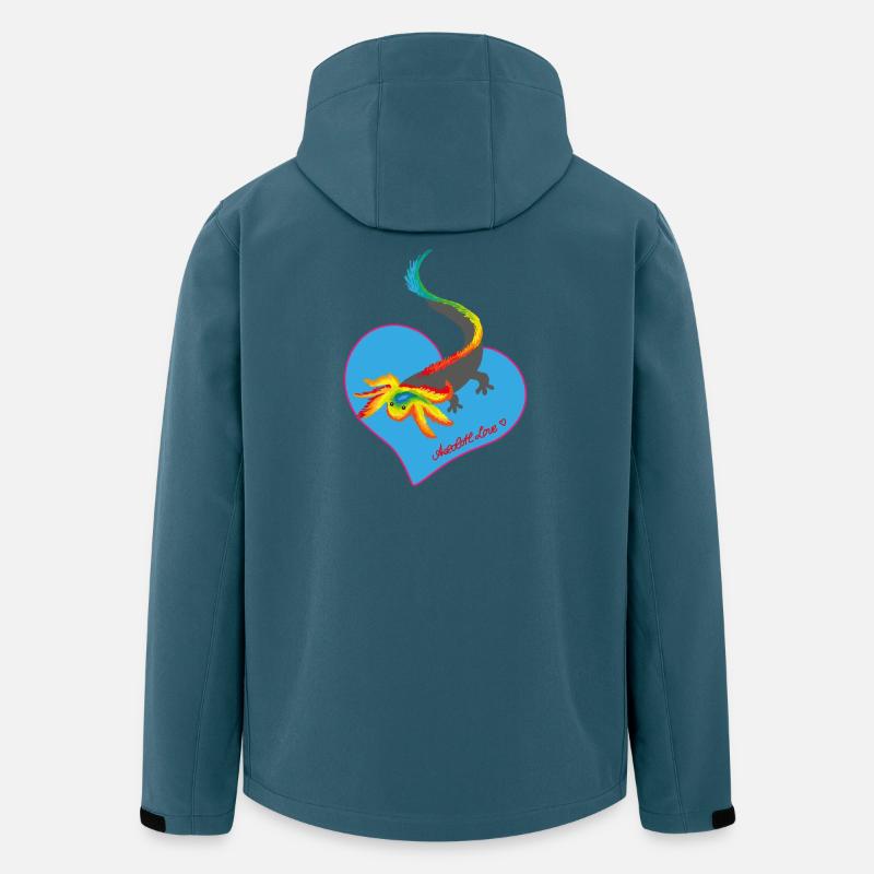 Regenbogen Axolotl Herzmotiv - Recycelte Männer Softshell-Jacke von Stanley/Stella - Dunkles Petrol
