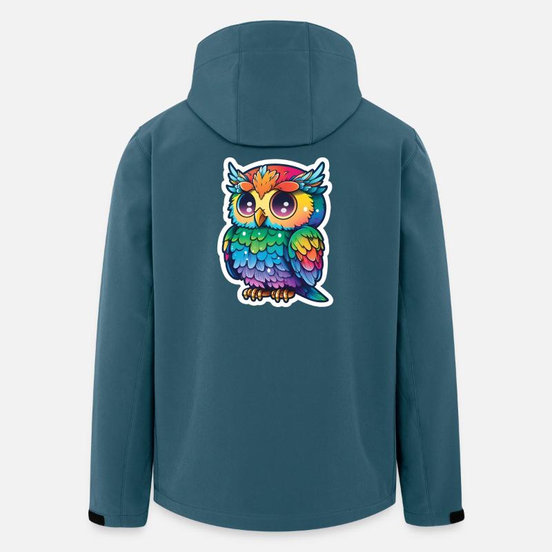 Farbenfrohe Eulenillustration - Recycelte Männer Softshell-Jacke von Stanley/Stella - Dunkles Petrol