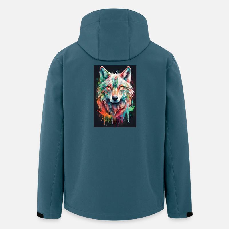 Bunter Wolfkopf Farbexplosion - Recycelte Männer Softshell-Jacke von Stanley/Stella - Dunkles Petrol