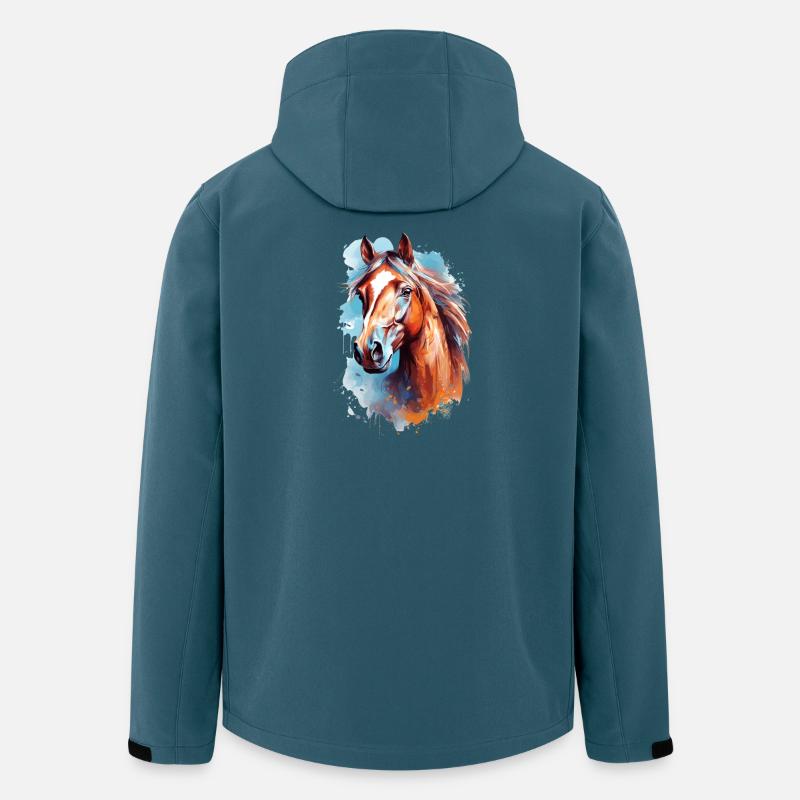 Conception du cheval Aqaurell - Veste softshell homme en polyester recyclé Stanley/Stella - bleu pétrole foncé