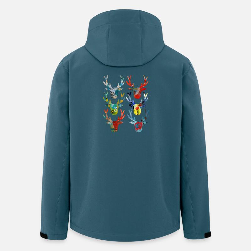 Abstrakte farbige Hirschköpfe - Recycelte Männer Softshell-Jacke von Stanley/Stella - Dunkles Petrol