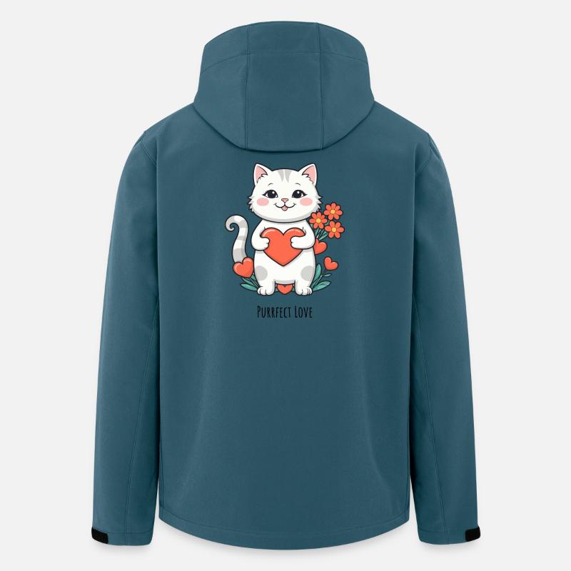 Kuschelige Katzenliebe Herz - Recycelte Männer Softshell-Jacke von Stanley/Stella - Dunkles Petrol