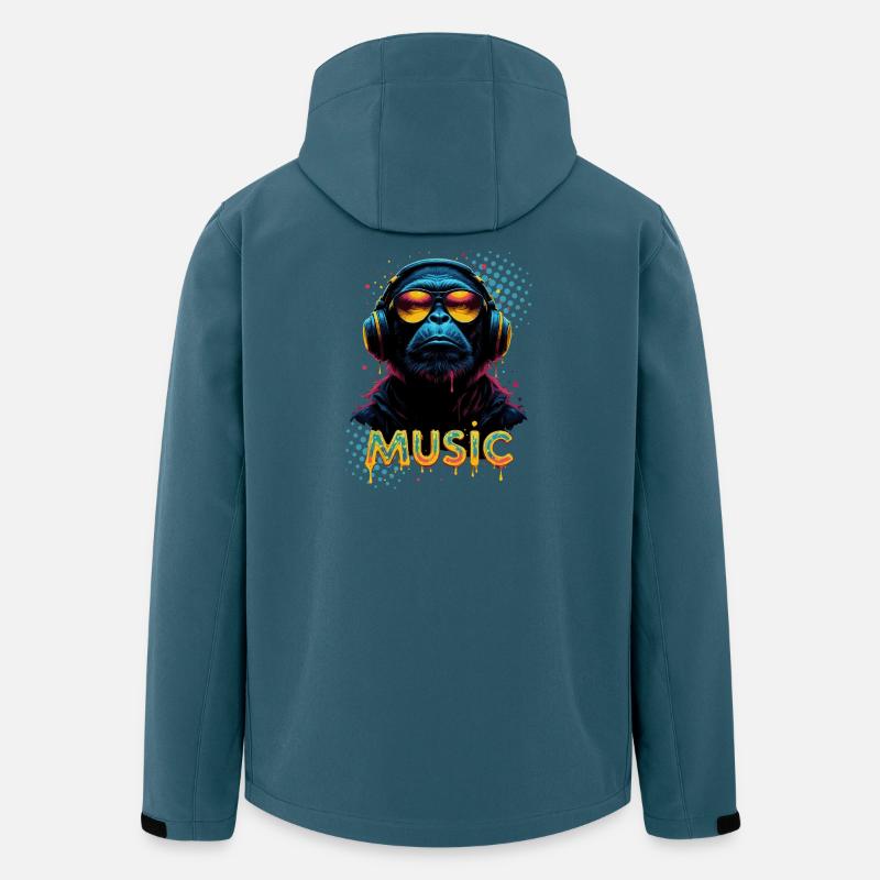 Cooler Affe mit Kopfhörern – Musik-Lifestyle - Recycelte Männer Softshell-Jacke von Stanley/Stella - Dunkles Petrol