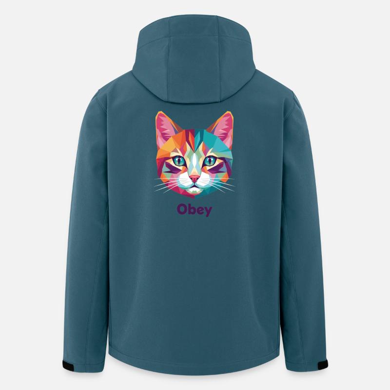 Geometrischer Katzenkopf mit Obey-Text - Recycelte Männer Softshell-Jacke von Stanley/Stella - Dunkles Petrol